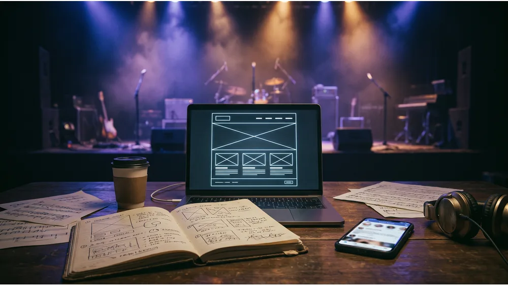 Essential elements for a successful band website — illustration