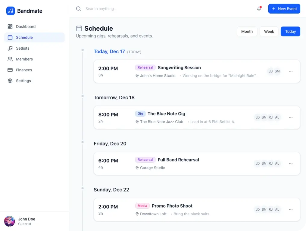 Venue booking calendar tools